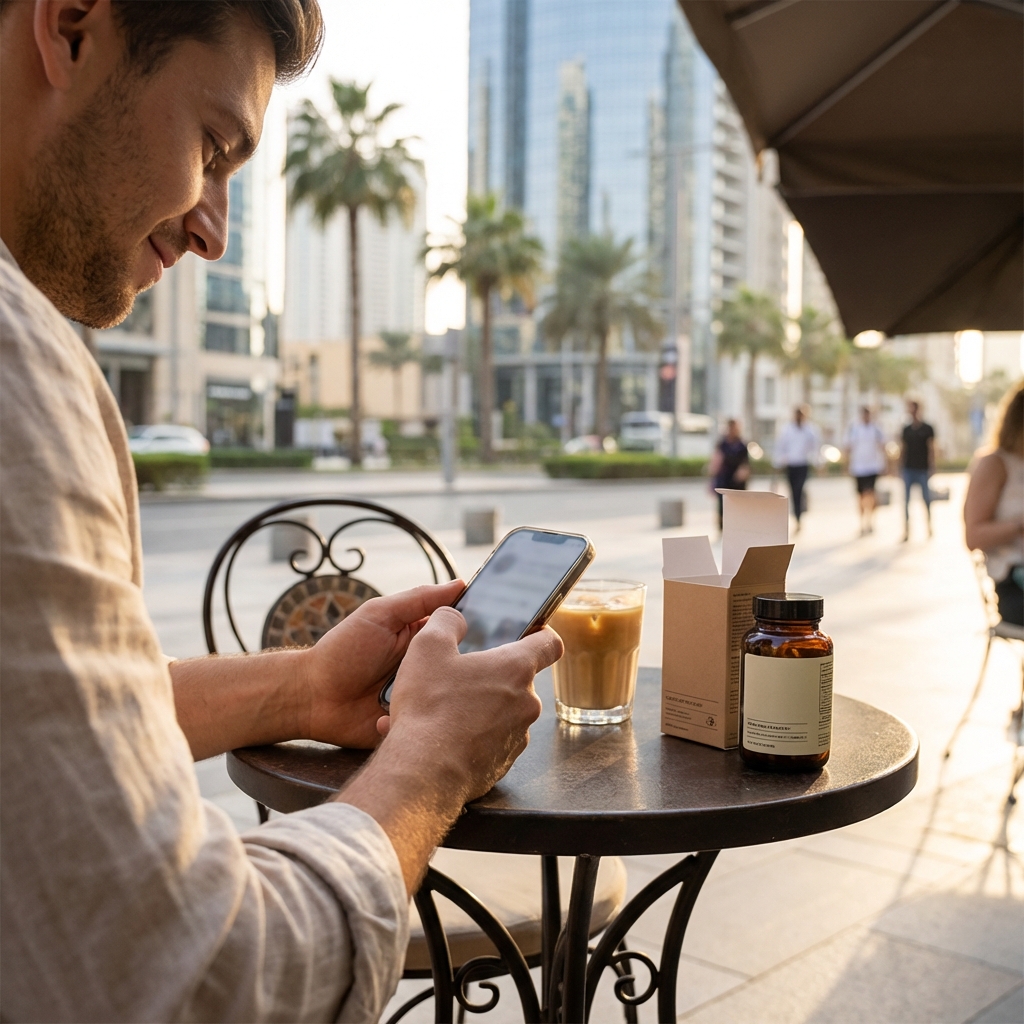 Business owner reviewing campaign results