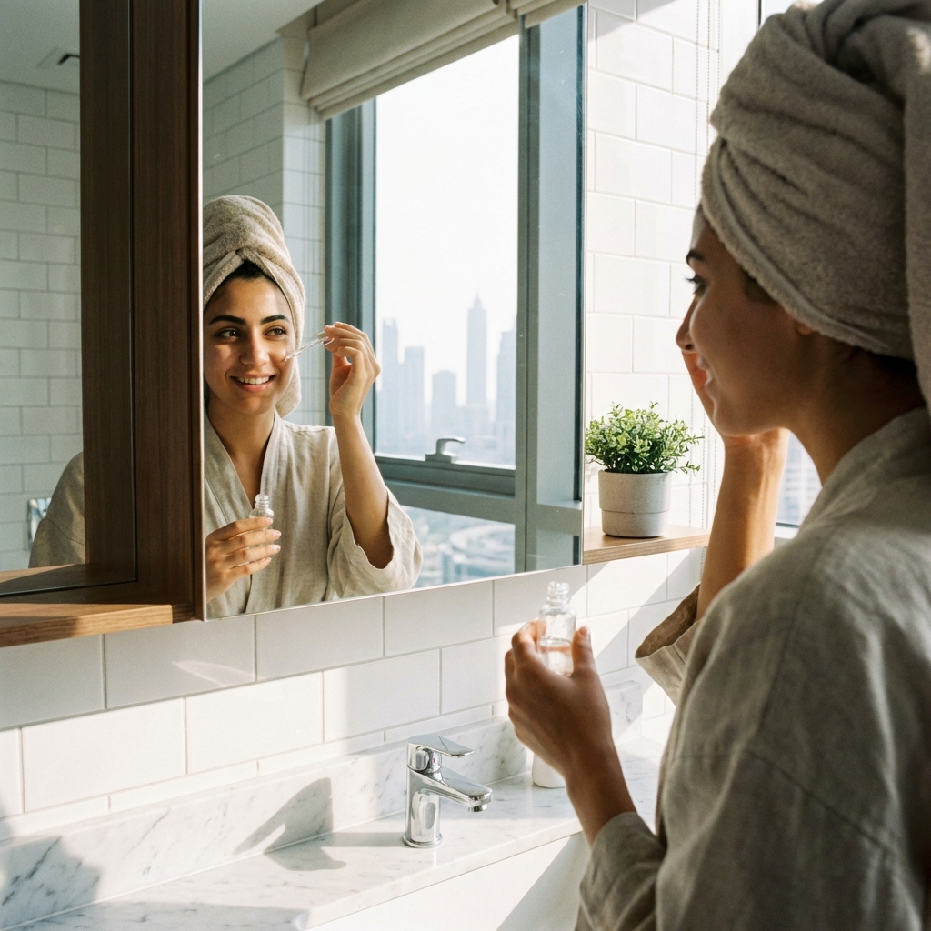 Tryer testing skincare product